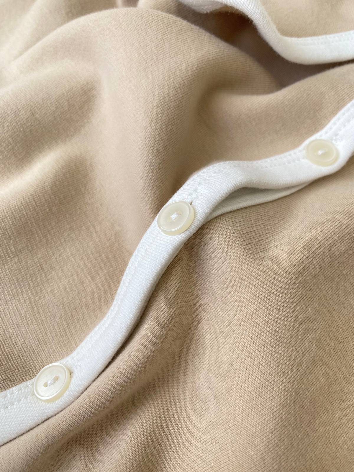 長袖ロンパース 長袖ロンパース ビッグ襟 パイピング 前開きスナップボタン カバーオール【mh0011371】