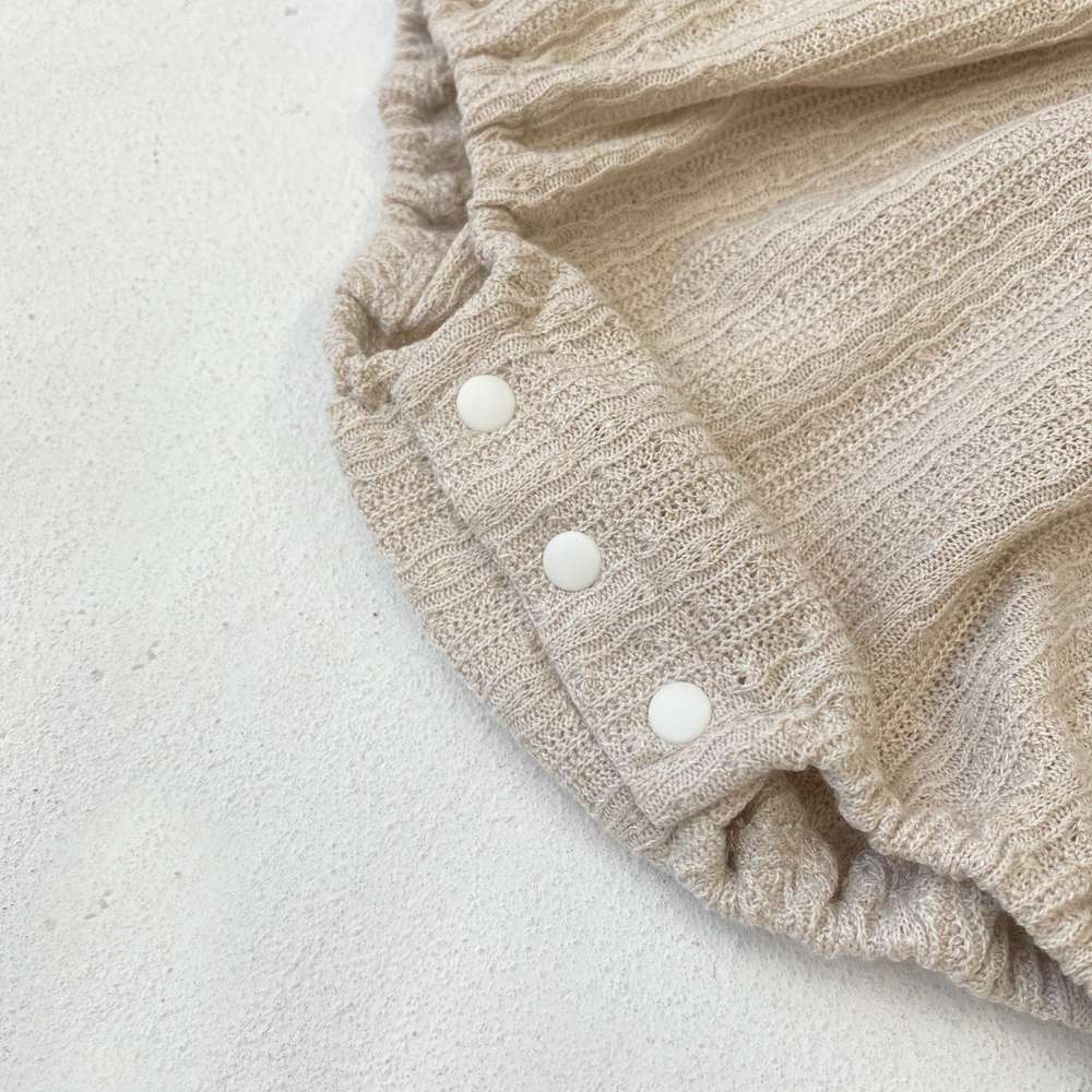 長袖ロンパース 長袖フリル襟ロンパース | レース花柄ジャガード | バルーンスリーブベビー服【mh0011491】