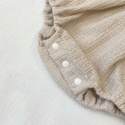 長袖ロンパース 長袖フリル襟ロンパース | レース花柄ジャガード | バルーンスリーブベビー服【mh0011491】