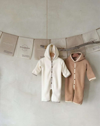 アウタージャンプスーツ 長袖もこもこフーディロンパース | フード付きボア | 防寒アウタージャンプスーツ【mh0011497】