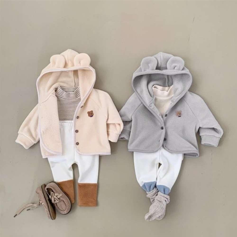 ショートコート・ジャケット・ジャンパー 長袖くま耳フーディブルゾン | ベアくま刺繍 | ボアアウター【mh0011498】