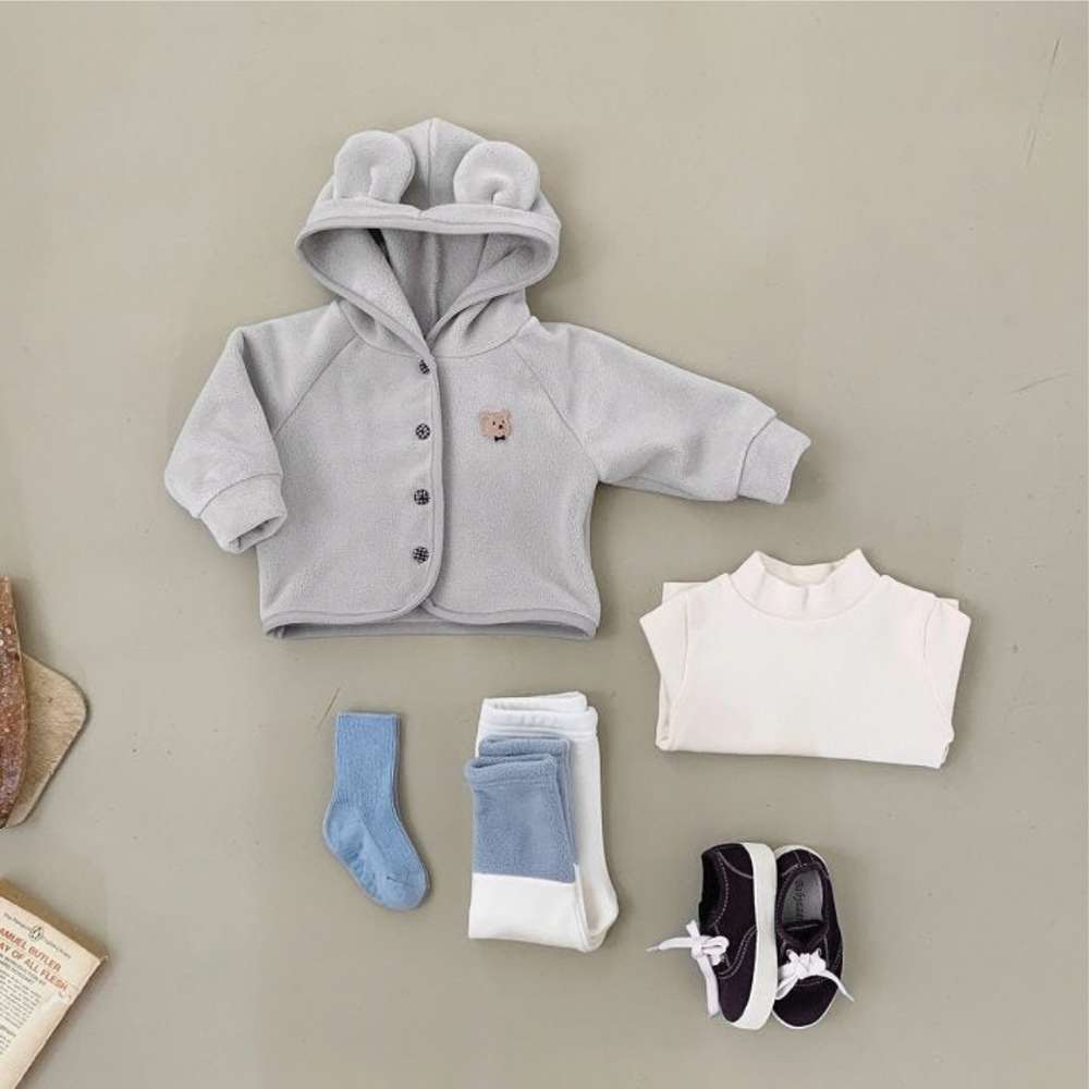 ショートコート・ジャケット・ジャンパー 長袖くま耳フーディブルゾン | ベアくま刺繍 | ボアアウター【mh0011498】