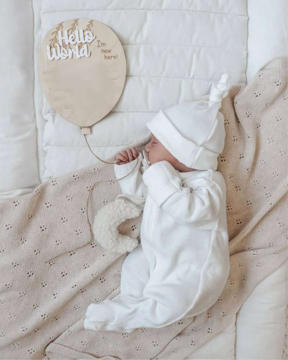 長袖ロンパース 長袖足つきロンパース | ワッフルリブ | 斜めジップくま耳帽セット【mh0011499】