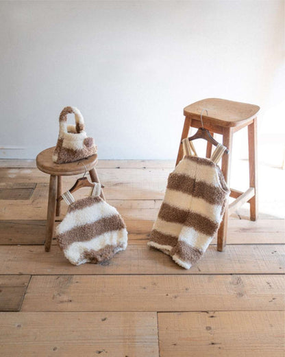 ノースリーブロンパース サスペンダーロンパース | うさぎチェックボーダーボア | もこもこベビーオーバーオール【mh0011500】