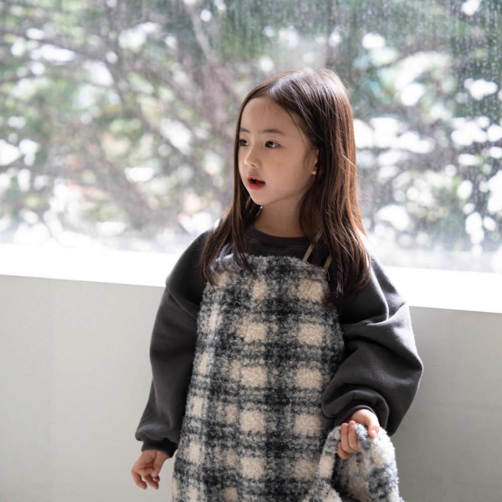 サロペットパンツ・サスペンダーパンツ サスペンダーサロペット | うさぎチェックボーダーボア | もこもこオーバーオール【mh0011502】