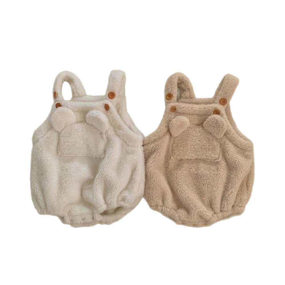 ノースリーブロンパース サスペンダーロンパース | くま耳もこもこポケット | ボアオーバーオール【mh0011503】