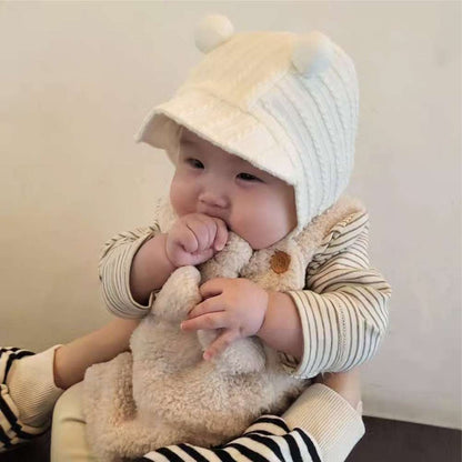 ノースリーブロンパース サスペンダーロンパース | くま耳もこもこポケット | ボアオーバーオール【mh0011503】