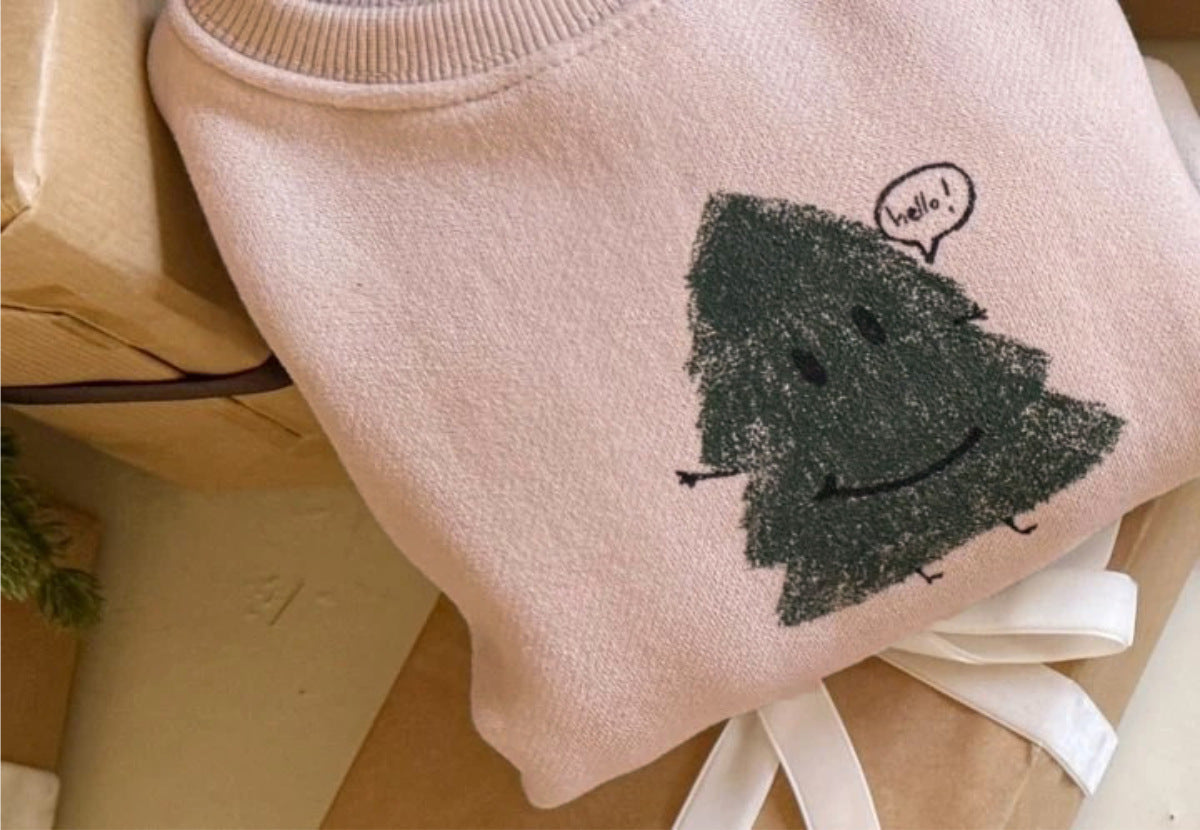 トレーナー・フーディ 長袖スウェットトレーナー クリスマスツリーモチーフ 裏起毛 プルオーバー トップス【mh0011631】