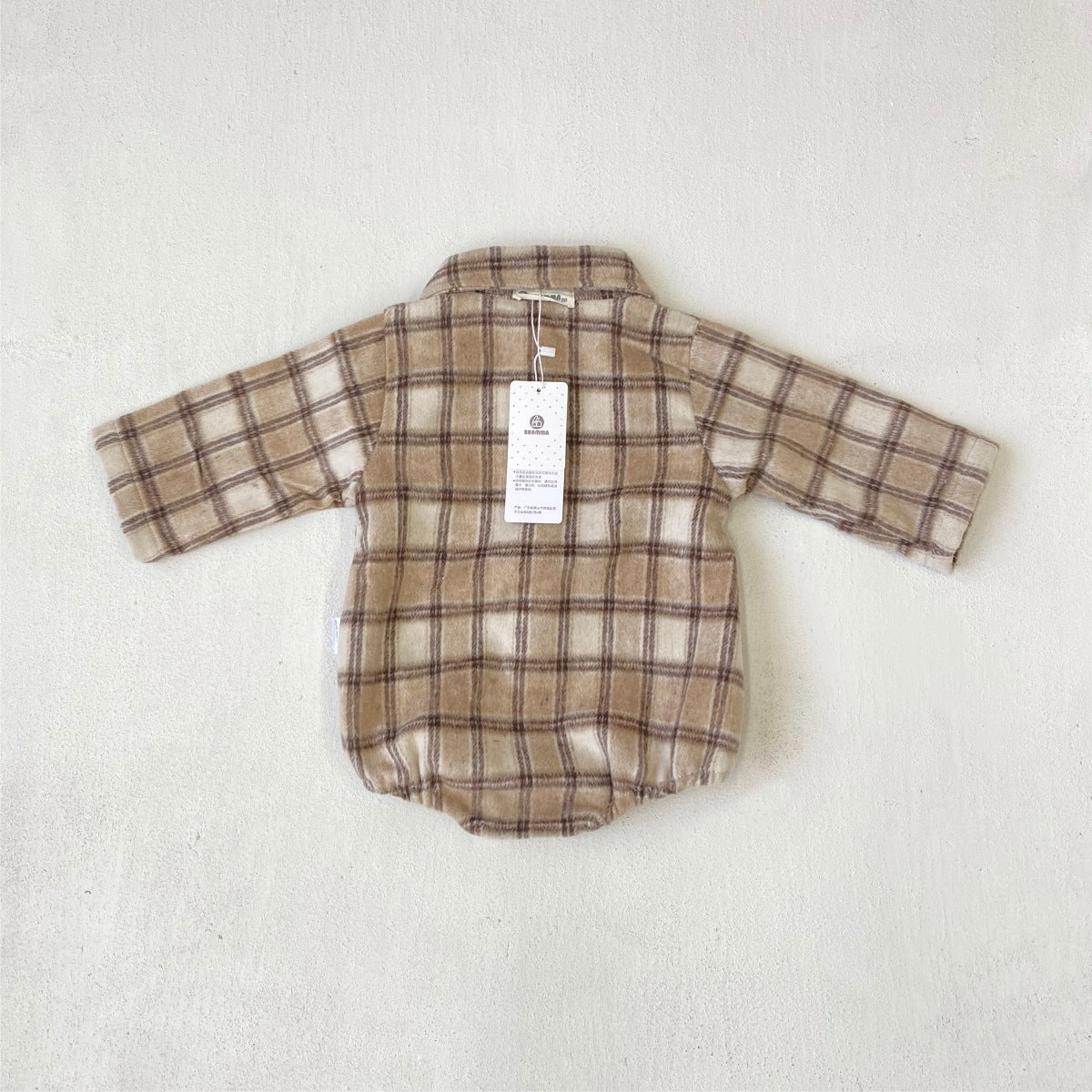 長袖ロンパース 長袖ロンパース チェック シャツ襟 ボディスーツ【mh0011633】