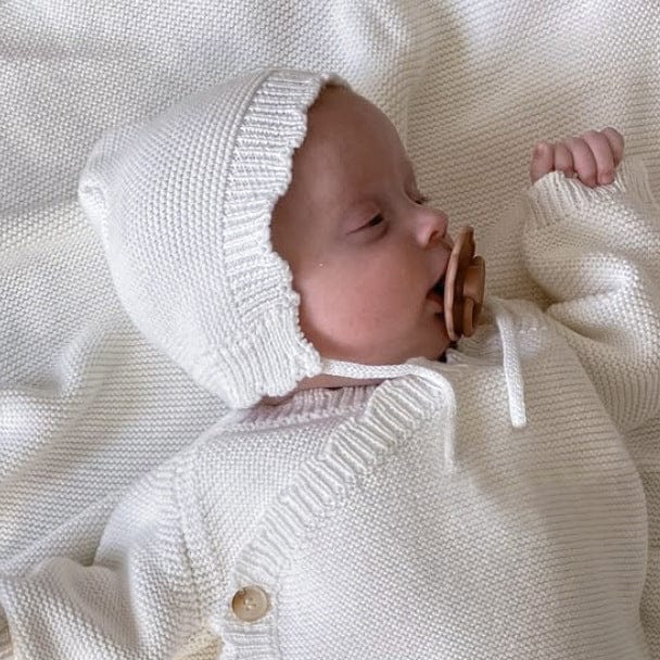 長袖セットアップ Milky white hat / One Size ニットトップス+かぼちゃパンツ+ボンネットセットアップ 3点セット【mh0011135】