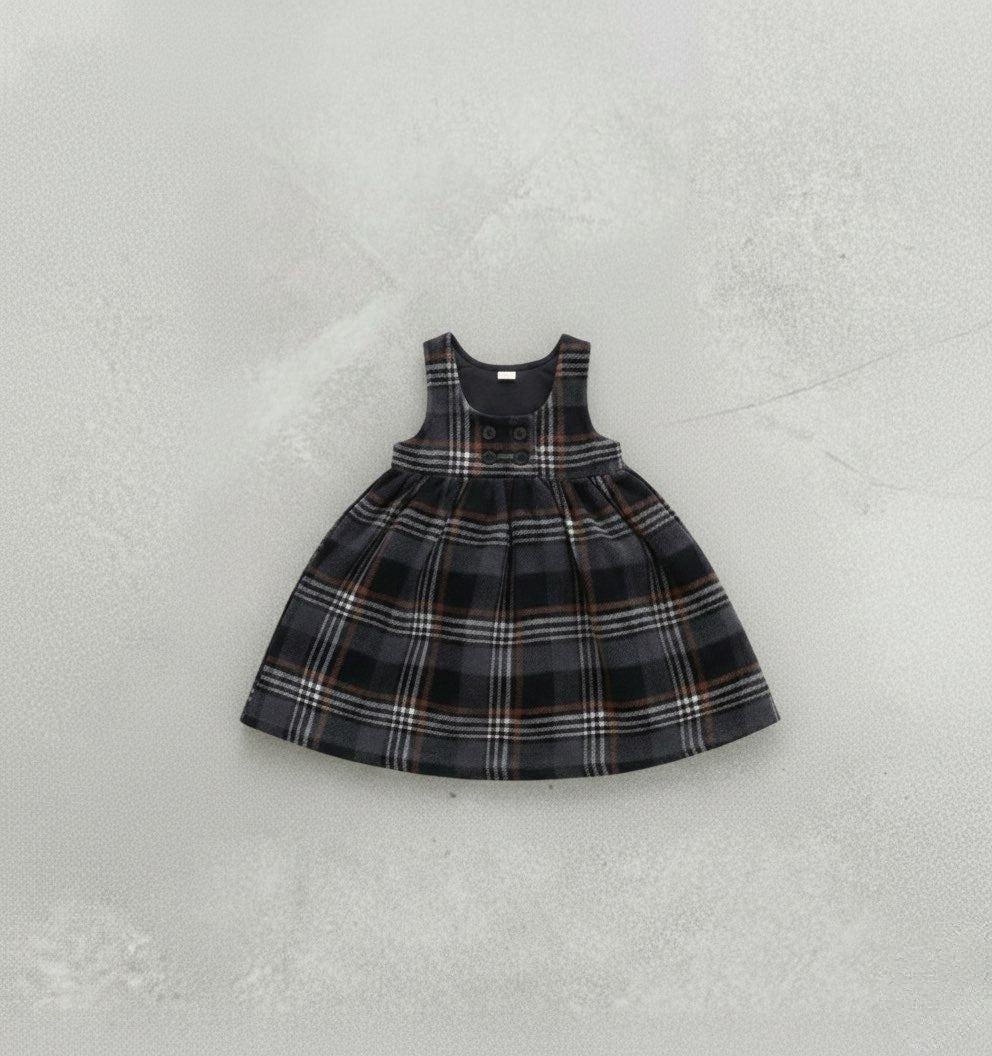 ノースリーブワンピース Navy / 73cm Tartan Fleece Sleeveless Dress タータンチェック 裏フリース ワンピース【mh0011853】