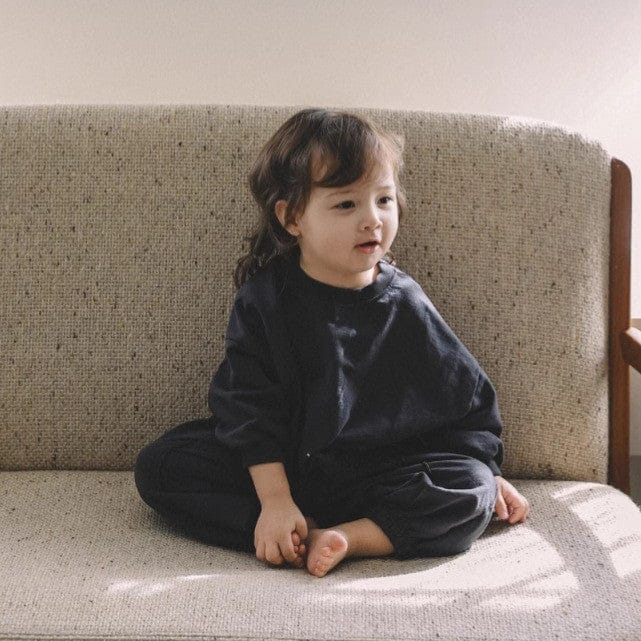 長袖シャツ・ブラウス Navy Blue / 73cm シンプルベーシック長袖スウェットシャツ+スウェットパンツセットアップ 2点セット【mh0010613】