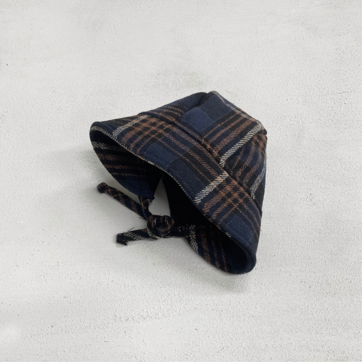 ノースリーブロンパース Navy Hat / One Size Tartan Plush Vest Romper Set タータンチェック 裏フリース ロンパース【mh0011852】