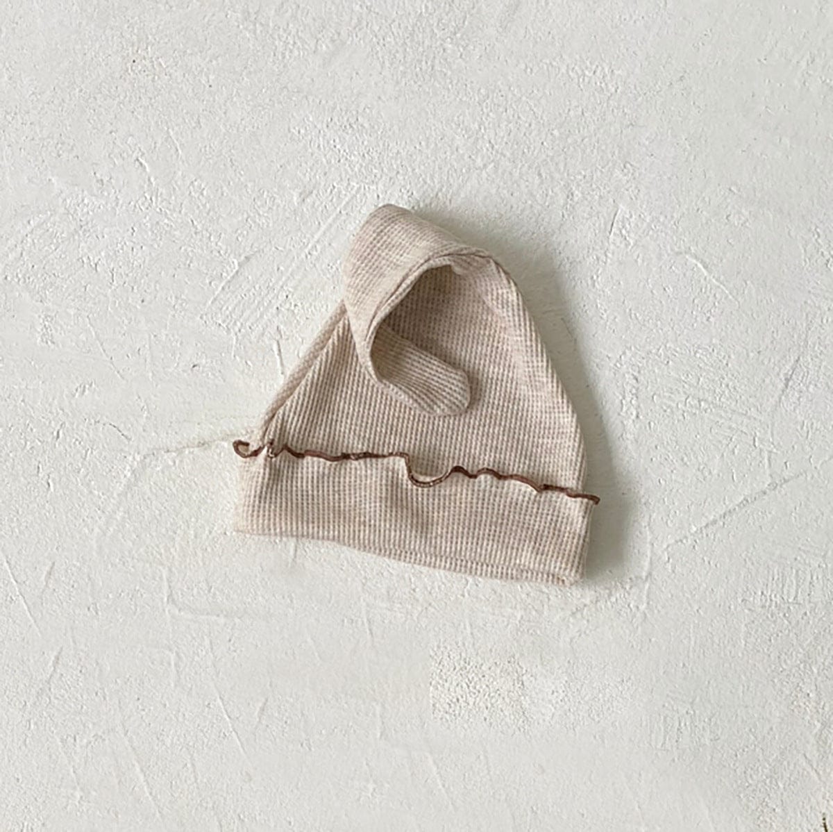 半袖セットアップ Oatmeal hat / One Size メロウフリルワッフル半袖肌着+ハイウエストパンツ/とんがりキャップ帽子【mh0009992】