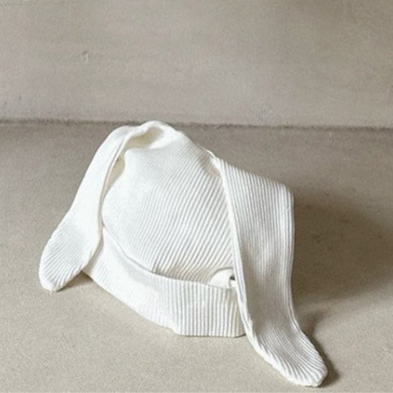 ロンパースセットアップ Off-white hat / One Size 長袖ベビー肌着ロンパース+足付きレギンスパンツ+うさ耳帽子セット【mh0010599】