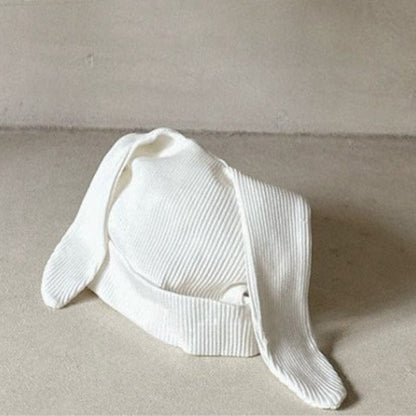 ロンパースセットアップ Off-white hat / One Size 長袖ベビー肌着ロンパース+足付きレギンスパンツ+うさ耳帽子セット【mh0010599】
