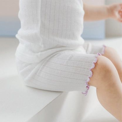 半袖セットアップ Off-white rolled 5-minute pants / 66cm フリル半袖Tシャツ+キャミソール+パンツセットアップ 3点セット【mh0009853】