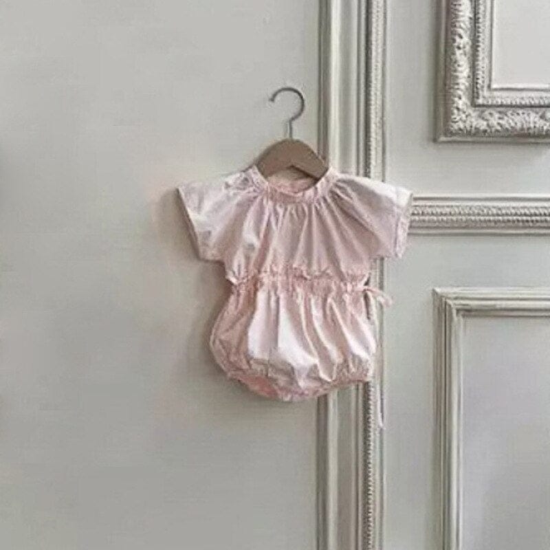 半袖ロンパース Pink / 12M/80cm ベビー ウエストマーク 半袖 ロンパース ピンク ベージュ ガールズ【mh0002089】