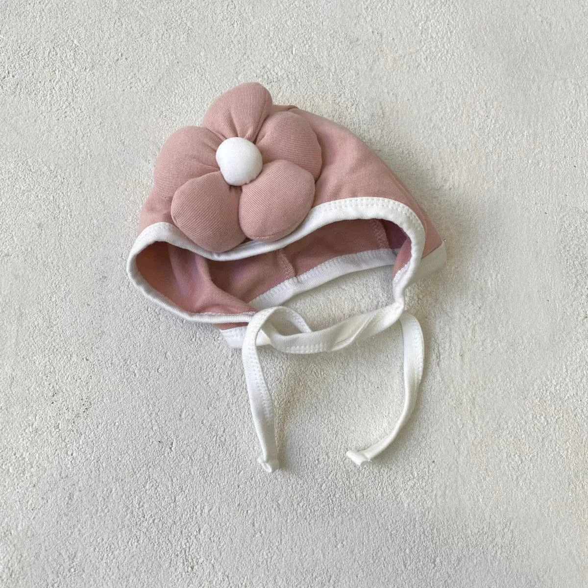 ベビー用帽子 Pink / One Size ベビー帽子 ビッグぷっくりフラワーアップリケボンネット帽子【mh0007632】