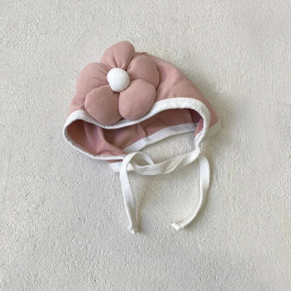 ベビー用帽子 Pink / One Size ベビー帽子 ビッグぷっくりフラワーアップリケボンネット帽子【mh0007632】