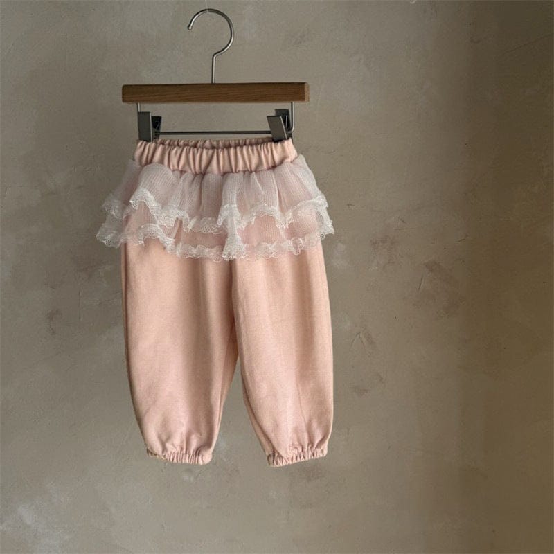 長袖セットアップ Pink Pants / 73cm チュールリボンセットアップ スウェットトップス+チュールスカートパンツ 2点セット【mh0010896】