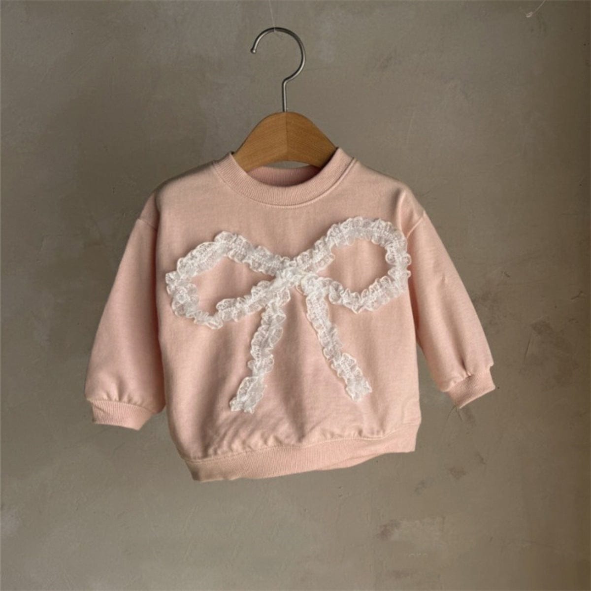 長袖セットアップ Pink Top / 73cm チュールリボンセットアップ スウェットトップス+チュールスカートパンツ 2点セット【mh0010896】