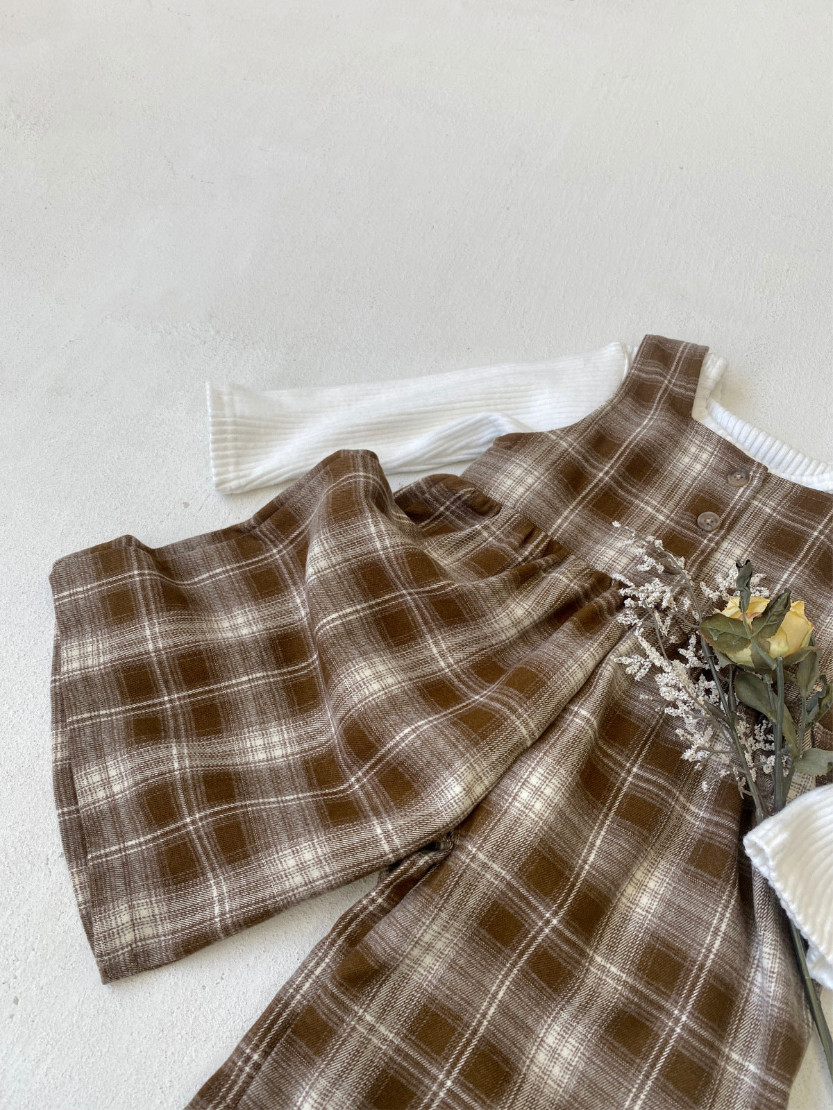 サロペットパンツ・サスペンダーパンツ Plaid Loose Bib Pants Jumpsuit チェック柄 ルーズ サロペット パンツ【mh0011941】