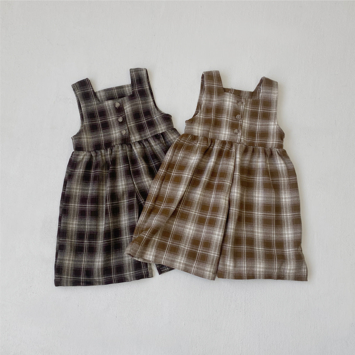 サロペットパンツ・サスペンダーパンツ Plaid Loose Bib Pants Jumpsuit チェック柄 ルーズ サロペット パンツ【mh0011941】