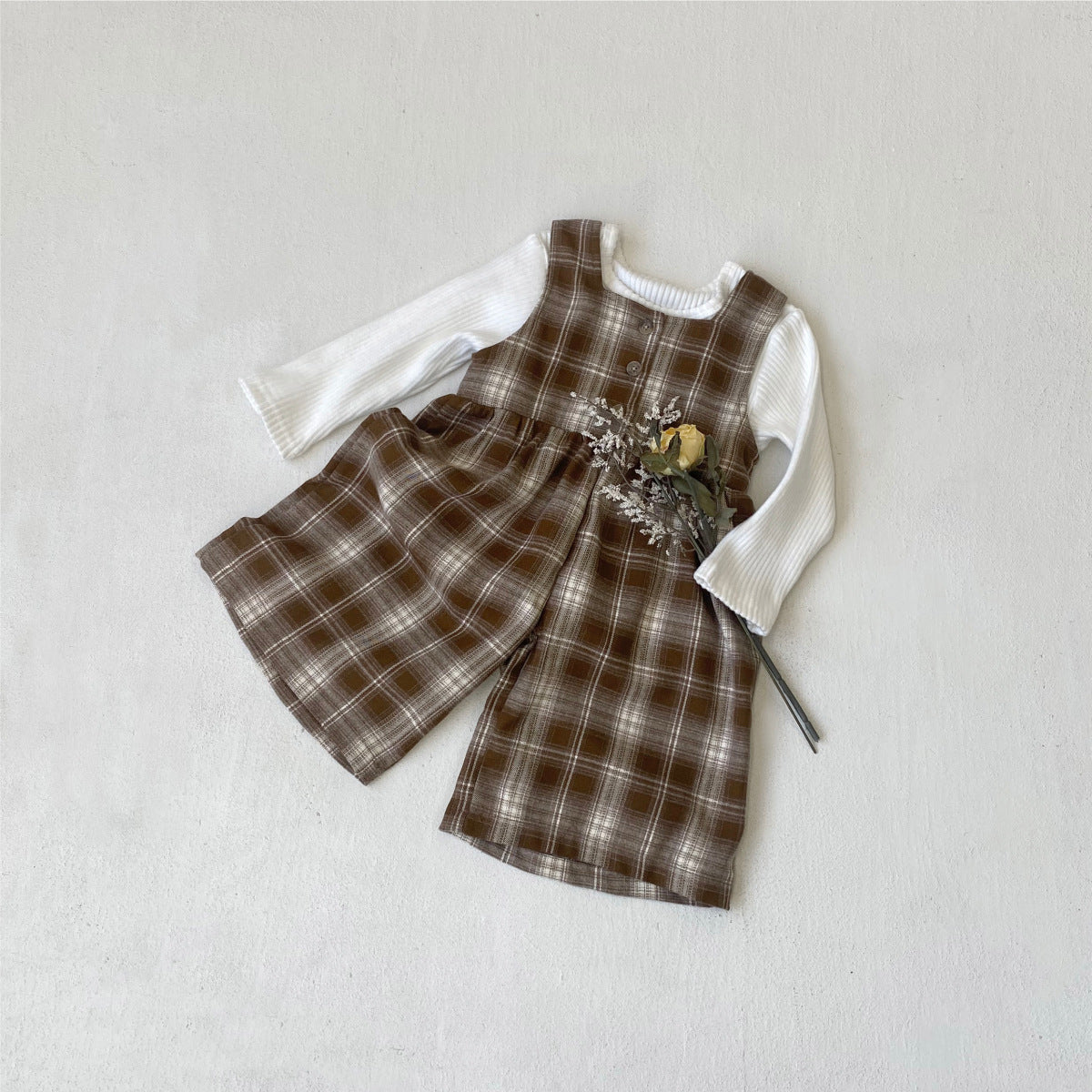 サロペットパンツ・サスペンダーパンツ Plaid Loose Bib Pants Jumpsuit チェック柄 ルーズ サロペット パンツ【mh0011941】