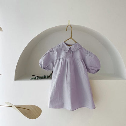 長袖ワンピース Purple / 3T 100cm ベビー パフスリーブ 長袖 ふんわり ワンピース【mh0000685】