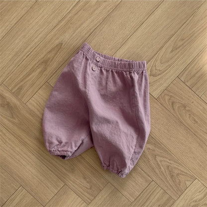 ロングパンツ・スウェットパンツ Purple / 73cm ベビーパンツ コットンリネンシンプルルーズクロップドパンツ【mh0009030】