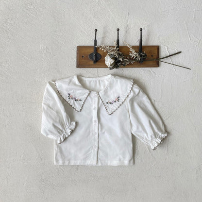 ノースリーブワンピース shirt / 73cm レトロチェック柄レースワンピース / 刺繍ビッグカラーブラウス【mh0011118】