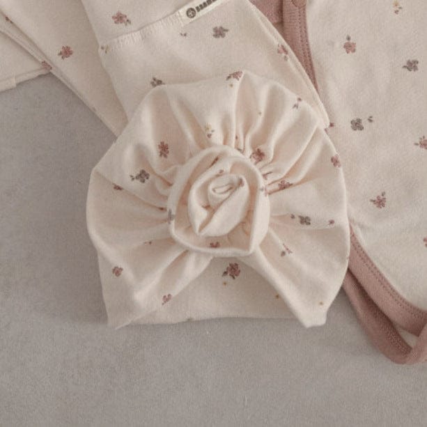 ロンパースセットアップ Smash the flower flower hat / One Size ベビーセットアップ 3点セット 長袖ボディスーツ+ハイウェストパンツ+フラワーキャップ帽子セット【mh0009026】