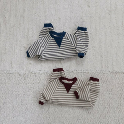 長袖ロンパース Stripe Fleece Sweat Bodysuit ボーダー 裏フリース ロンパース【mh0011849】