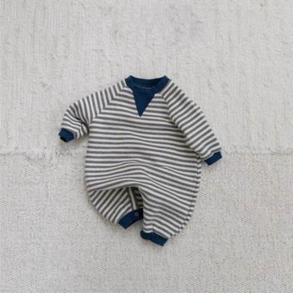 長袖ロンパース Stripe Fleece Sweat Bodysuit ボーダー 裏フリース ロンパース【mh0011849】