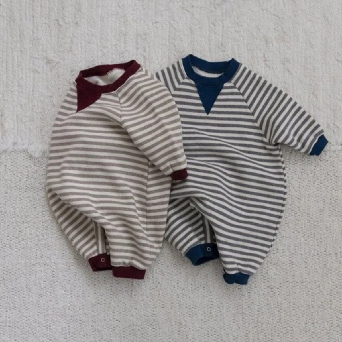 長袖ロンパース Stripe Fleece Sweat Bodysuit ボーダー 裏フリース ロンパース【mh0011849】