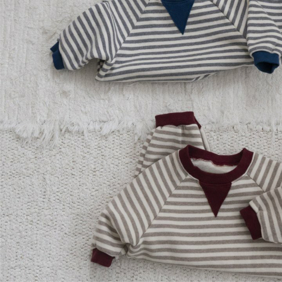 長袖ロンパース Stripe Fleece Sweat Bodysuit ボーダー 裏フリース ロンパース【mh0011849】