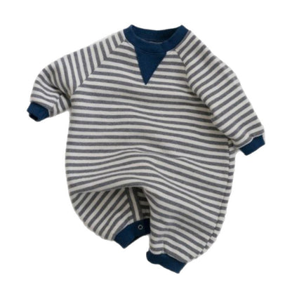 長袖ロンパース Stripe Fleece Sweat Bodysuit ボーダー 裏フリース ロンパース【mh0011849】