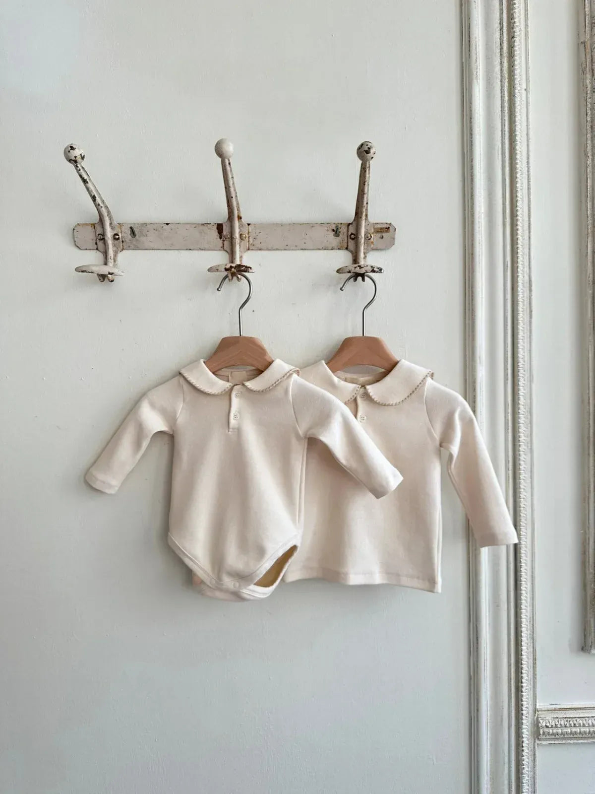 長袖シャツ・ブラウス ベビートップス 縁取り丸襟長袖Tシャツブラウス 2カラー【mh0007067】