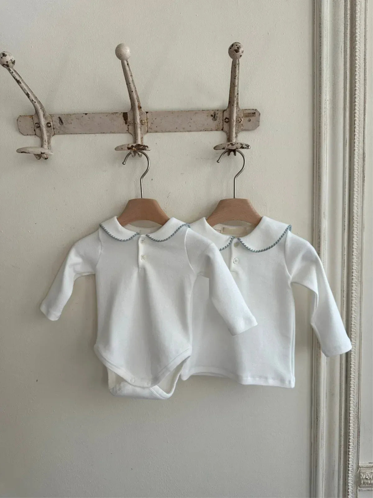 長袖シャツ・ブラウス ベビートップス 縁取り丸襟長袖Tシャツブラウス 2カラー【mh0007067】