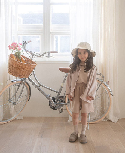 半袖セットアップ ベアくまワンポイント半袖Tシャツ+ショートパンツセットアップ 2点セット【mh0010213】