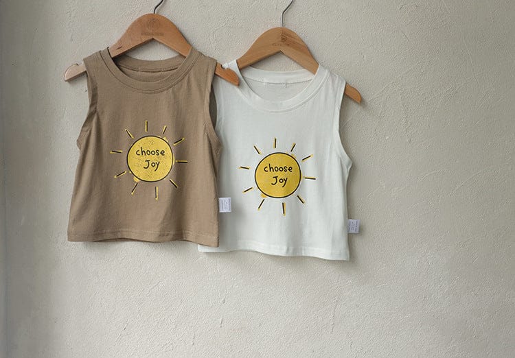 タンクトップ・キャミソール・ノースリーブトップス 太陽プリントノースリーブタンクトップTシャツ【mh0010217】