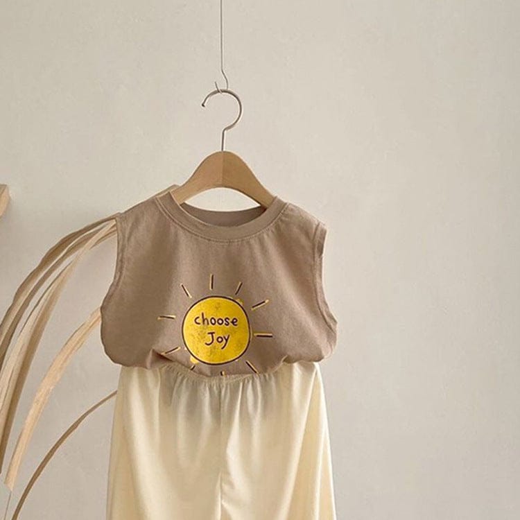 タンクトップ・キャミソール・ノースリーブトップス 太陽プリントノースリーブタンクトップTシャツ【mh0010217】