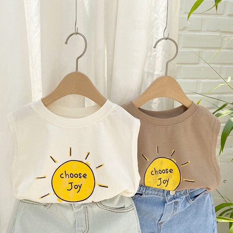 タンクトップ・キャミソール・ノースリーブトップス 太陽プリントノースリーブタンクトップTシャツ【mh0010217】