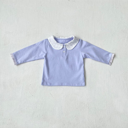 長袖シャツ・ブラウス 丸襟長袖Tシャツブラウス【mh0010614】