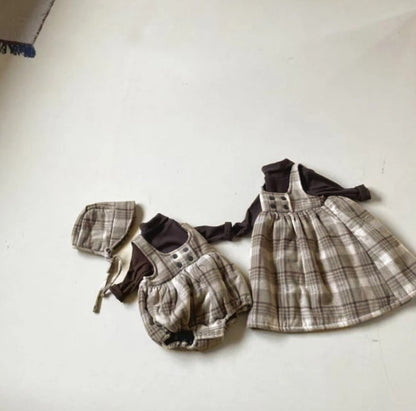 ノースリーブワンピース Tartan Fleece Sleeveless Dress タータンチェック 裏フリース ワンピース【mh0011853】