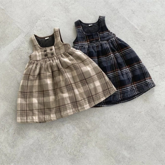 ノースリーブワンピース Tartan Fleece Sleeveless Dress タータンチェック 裏フリース ワンピース【mh0011853】