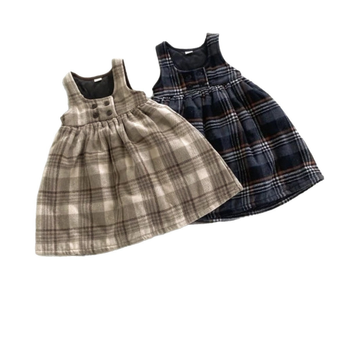 ノースリーブワンピース Tartan Fleece Sleeveless Dress タータンチェック 裏フリース ワンピース【mh0011853】