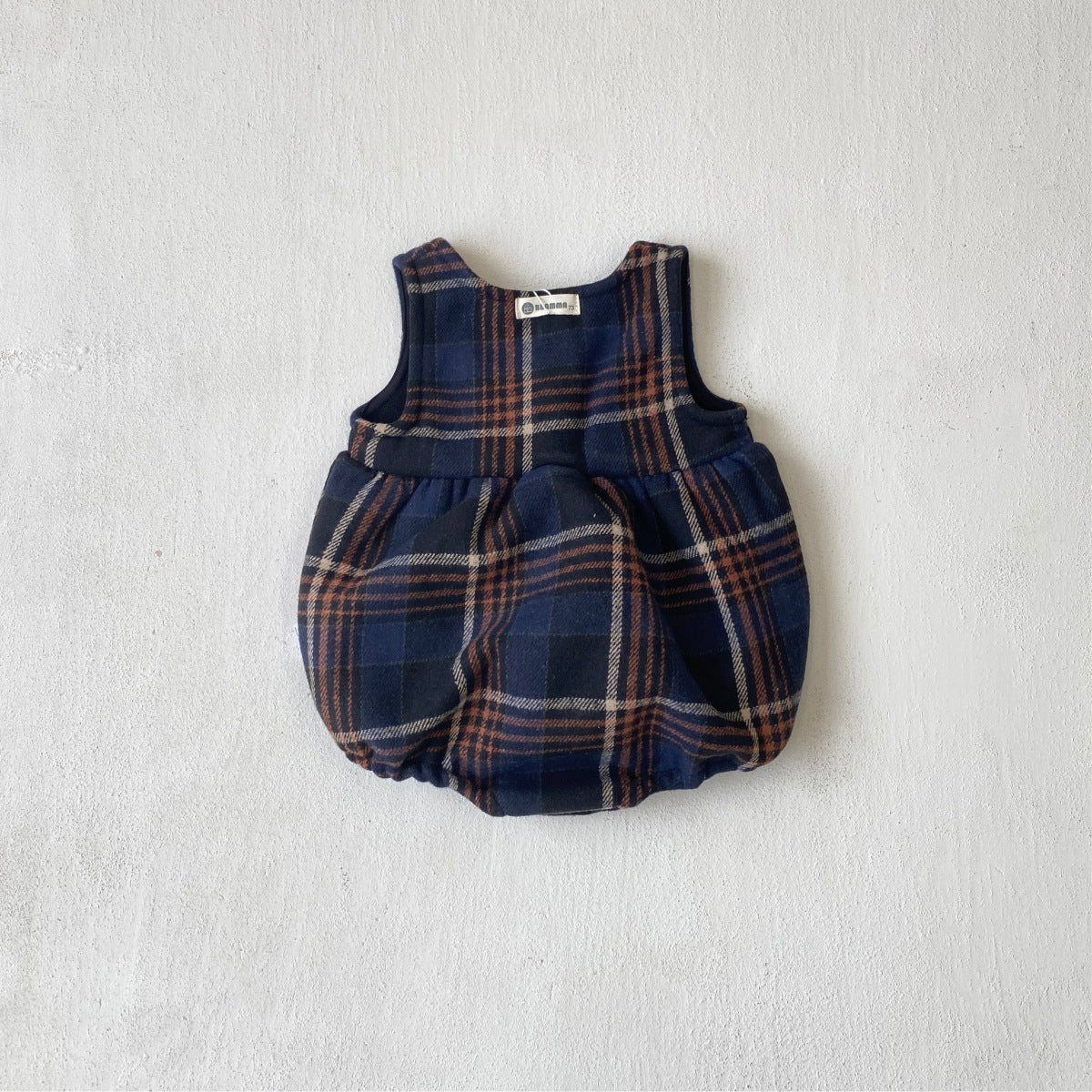 ノースリーブロンパース Tartan Plush Vest Romper Set タータンチェック 裏フリース ロンパース【mh0011852】