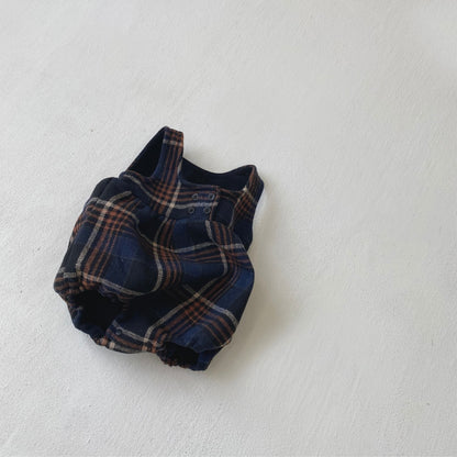 ノースリーブロンパース Tartan Plush Vest Romper Set タータンチェック 裏フリース ロンパース【mh0011852】